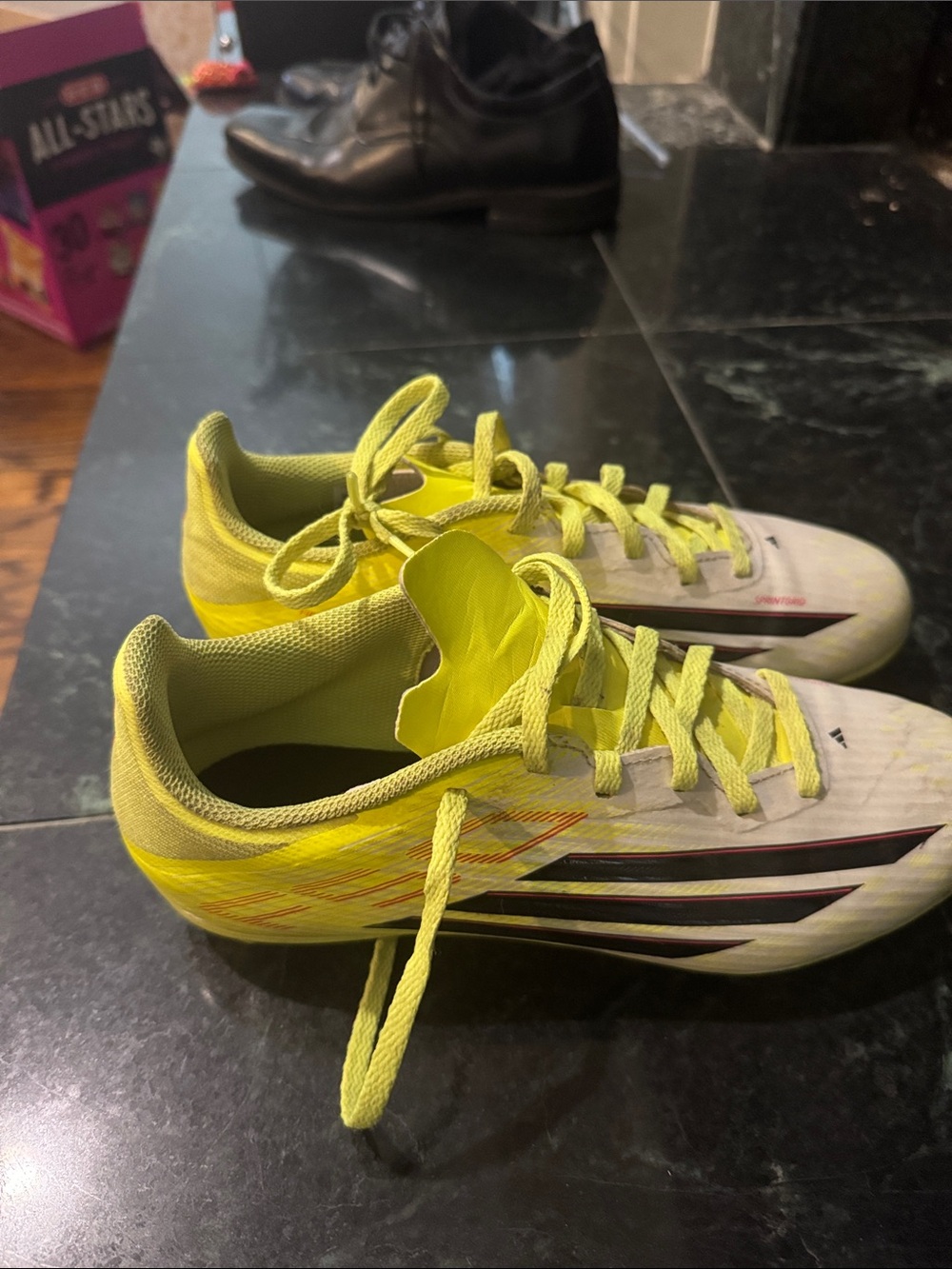 adidas Kids Neon Yellow and White Soccer Cleats used 4 times